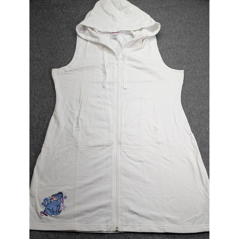 Disney Shopping Eeyore Sleeveless Full Zip Hoodie Dress White L/XL DD 57640